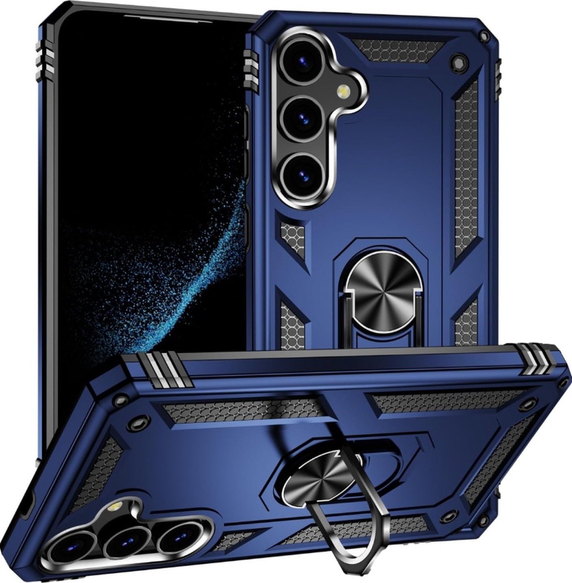 Cityhoesje- Kickstand – Ring BackCover Geschikt voor Samsung S25 Plus / S24 Plus