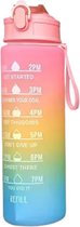 Drinkwaterfles - (900ml) - Roze / Blauw - Waterfles met Motiverende Tekst - Sportieve, Lekvrije Drinkfles - Ideaal voor Buitensport en Reizen