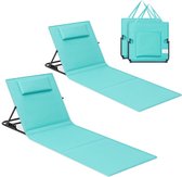 Signature Home Lot de 2 chaises de plage - chaise de camping - chaise longue - chaise longue de plage - pliable - dossier réglable - facilement transportable avec poignée - pour camping - jardin - 158 x 55 cm, bleu mer