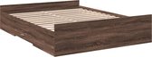 vidaXL - Bedframe - met - lades - bewerkt - hout - bruin - eikenkleur - 140x200 - cm