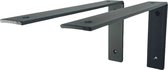 Maison DAM 2x Plankdragers L vorm - Wandsteunen – Voor plank 30cm – Mat zwart - Incl. bevestigingsmateriaal + schroefbit