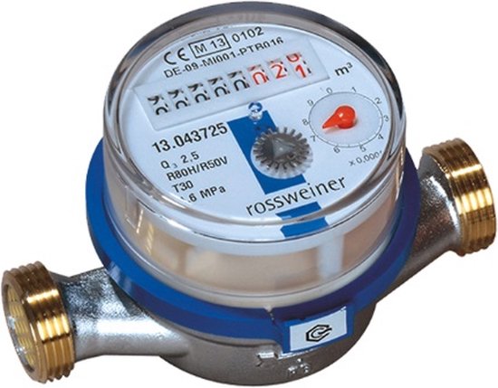 Foto: Meibes watermeter 80mm inbouwlengte 3 4 buitendraad