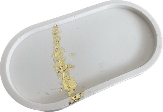 Jesmonite Tray Gold Leaf - Jesmoniet Schaaltje met afwerking in bladgoud - Valhalla Trinket Dish