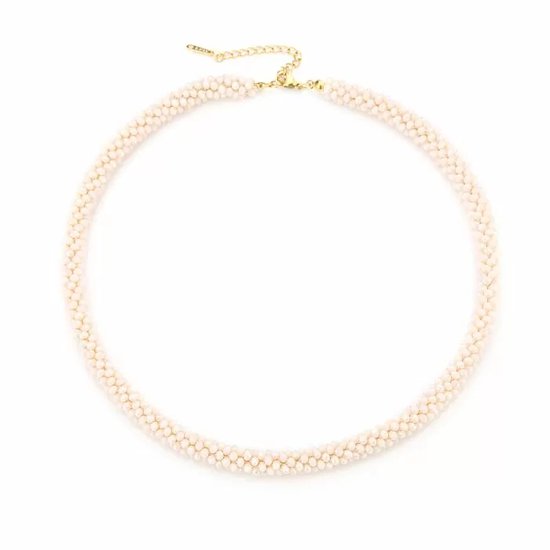 Bijoutheek Collier Kleine Kralen Off White