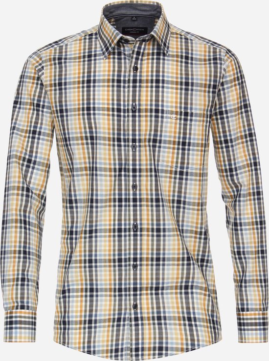 CASA MODA Sport casual fit overhemd - mouwlengte 72 cm - dobby - geel - Strijkvriendelijk - Boordmaat: 47/48