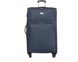 Merkloos Dubai Abudabi Grote XL Koffer - 88 cm - 125/135 liter - Expandable - Blauw