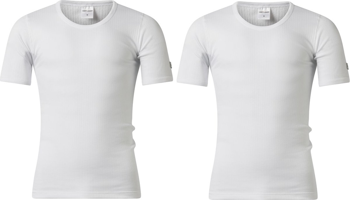 Gentlemen - 2 heren thermo T-shirts - korte mouw - 50% polyester en 50% modal - wit - maat L