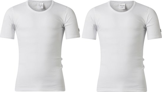 2 heren thermo T-shirts korte mouw van Gentlemen 50% polyester - 50% modal 445 wit maat L