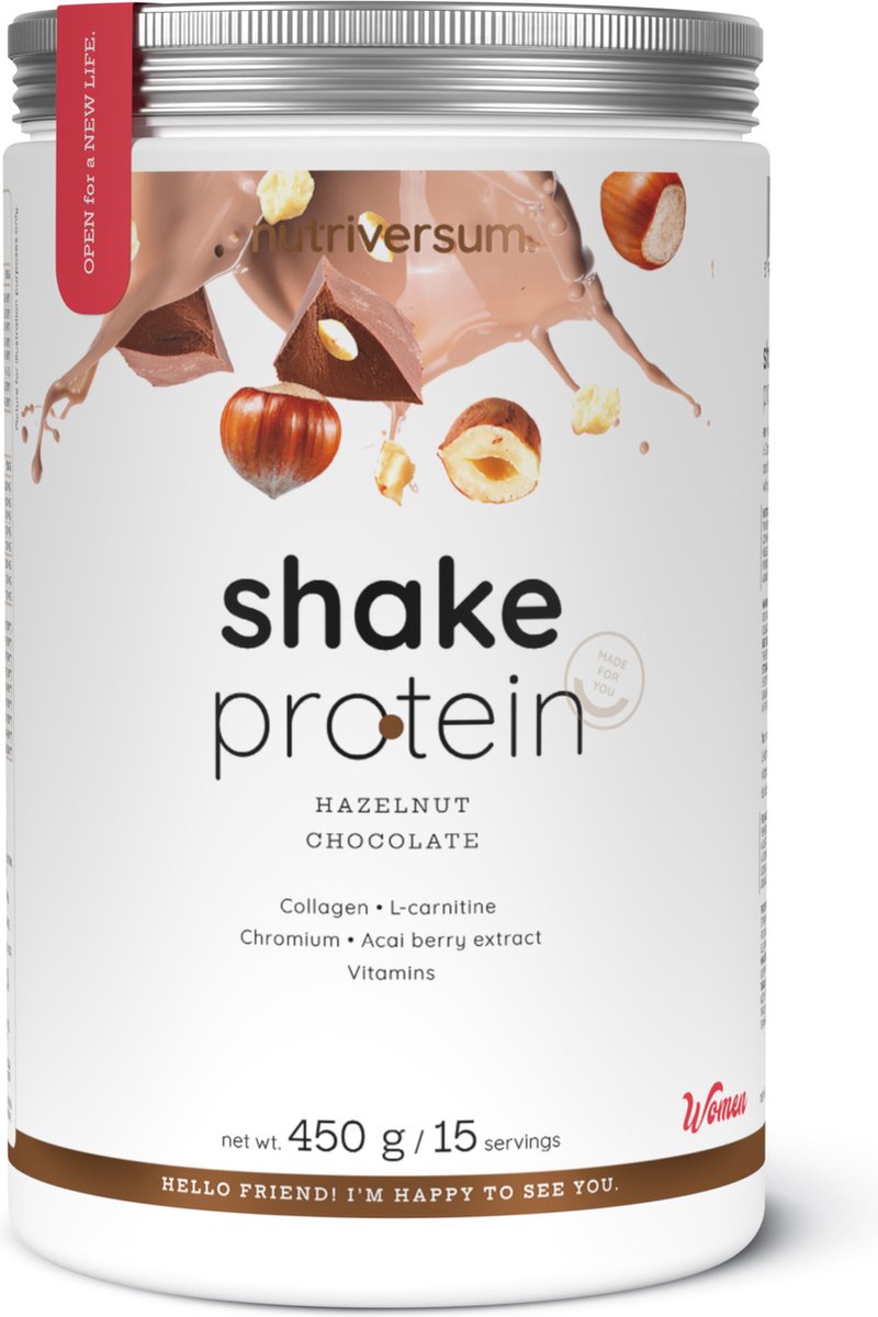 Goedkoopste Nutriversum | Shake protein | Hazelnoot chocolade | 450gr | Eiwitten met Collageen | Vrouwen | Algehele gezondheid | evenwichtige voeding | ondersteuning Lichaam functies | Immuunsysteem | Nutriworld