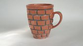Koffie/theekop - mok - beker - 230ml - rood - moderne mok met patroon - ander design - thee/koffiekop servies - aardewerk - keramiek - handgemaakt - handgeschilderd - vaderdagcadeau - verjaardagscadeau