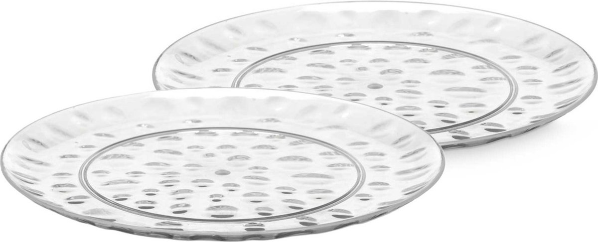 Leknes Onbreekbare Dinerborden - 8x - kunststof - transparant - Dia 30cm - verjaardag/camping