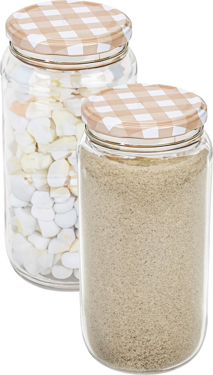 Hega Hogar Weckpot/voorraadpot Classico - 2x - 950 ml - kunststof - beige - D8 x H17 cm