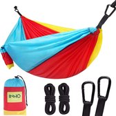 Campinghangmat met 2 boomriemen, draagbare hangmat, lichtgewicht nylon hangmatten voor backpacken, reizen, wandelen, reizen, strand, achtertuin - 3 kleuren