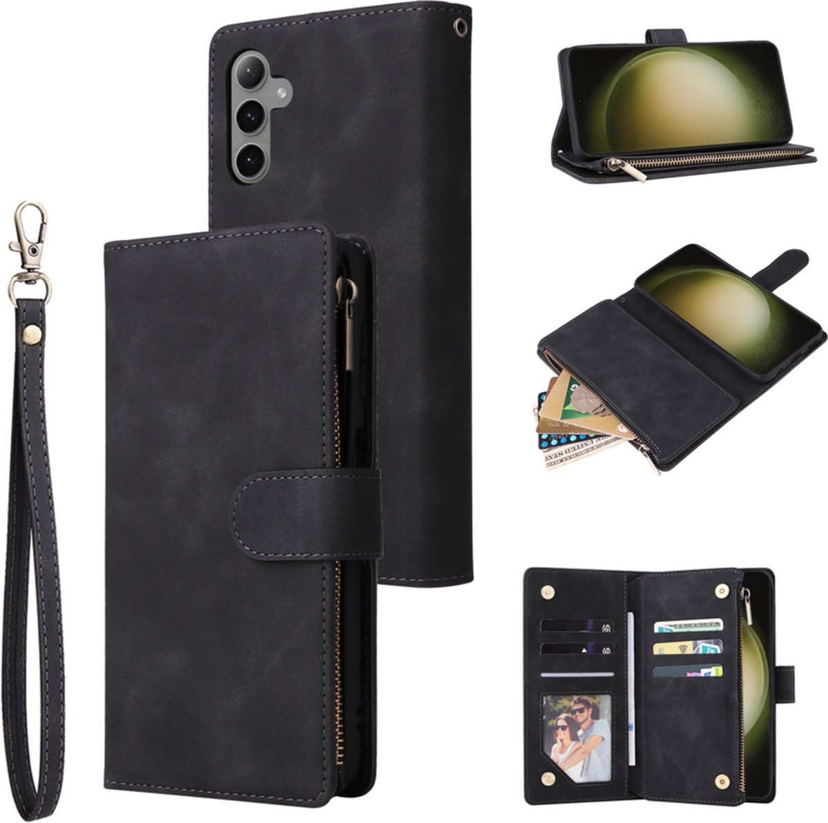 BookCover Wallet Etui geschikt voor Samsung Galaxy S24 PLUS 5G Zwart