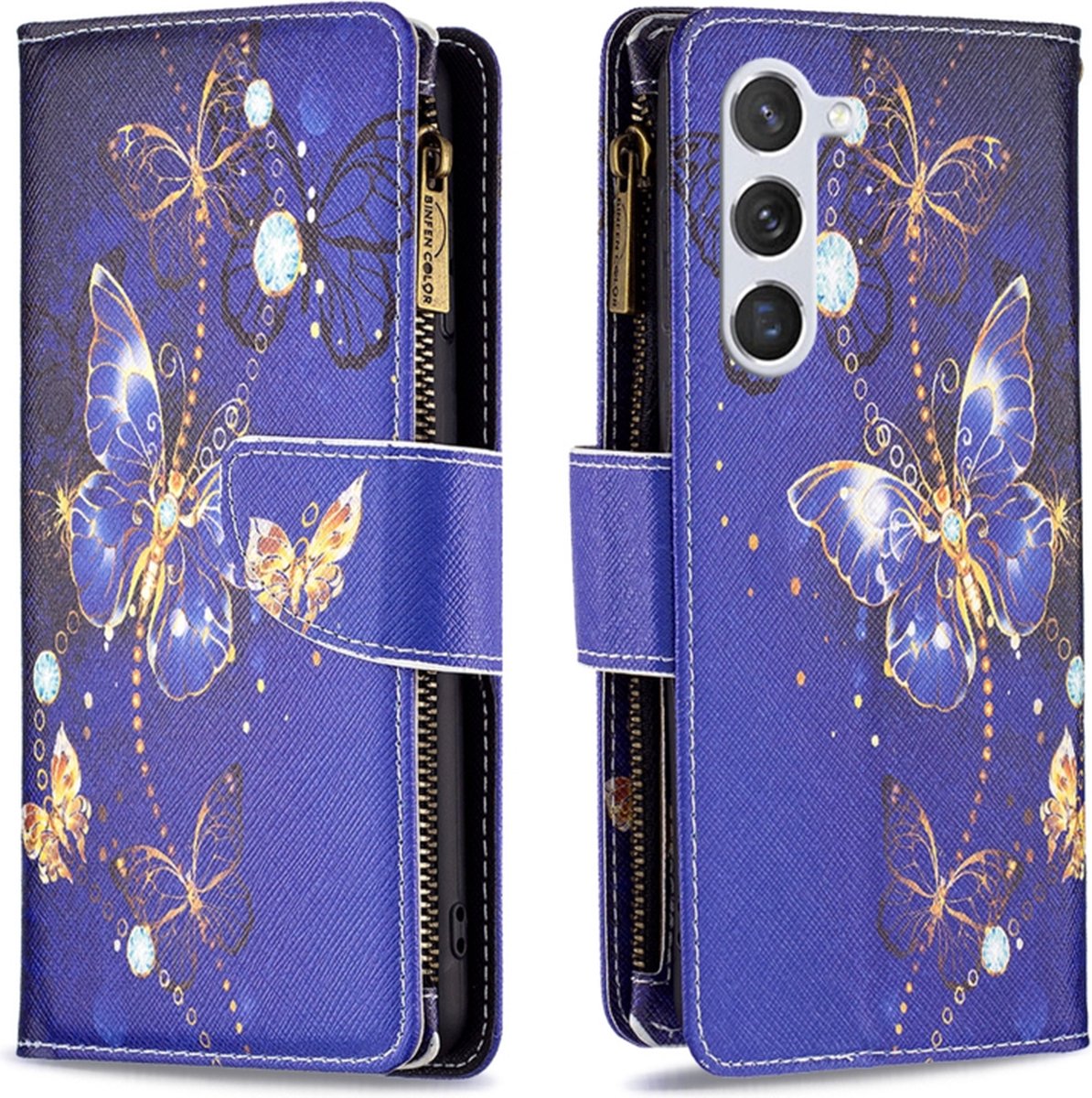 BookCover Portemonnee Etui geschikt voor Samsung Galaxy S24 - Vlinders. Blauw