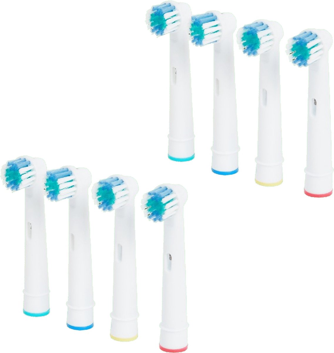 Goedkoopste Opzetborstel voor Oral-B - Elektrische tandborstel - Opzetborstels - Wit / Multicolor onderkant - 8 stuks