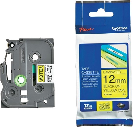 Brother TZE631 ruban d'étiquette Noir sur jaune TZe