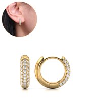 Boucles d'oreilles Semyco ® - Boucles d'oreilles femme Double Or 14 carats - Boucles d'oreilles clous dorées 13 mm - Cadeau pour femme - Spica
