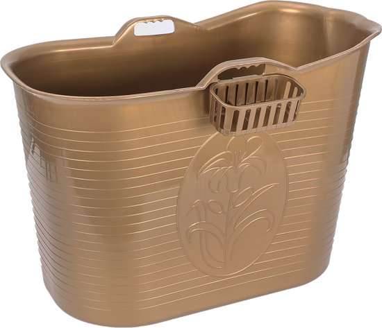 FlinQ Bath Bucket - Mobiele Badkuip voor in de Douche - Zitbad voor Volwassenen - Ook als Ijsbad / Ice Bath - Dompelbad voor Wim Hof Methode - Goud