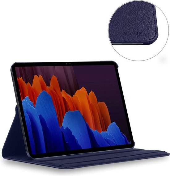 ebestStar - Coque compatible avec Samsung Galaxy Tab S7+ SM-T970, Etui Rotatif 360, Housse Protection PU Cuir, Bleu Foncé + Verre Trempé