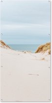 Wanddecoratie buiten Zee achter de duinen - 80x160 cm - Tuindoek - Buitenposter