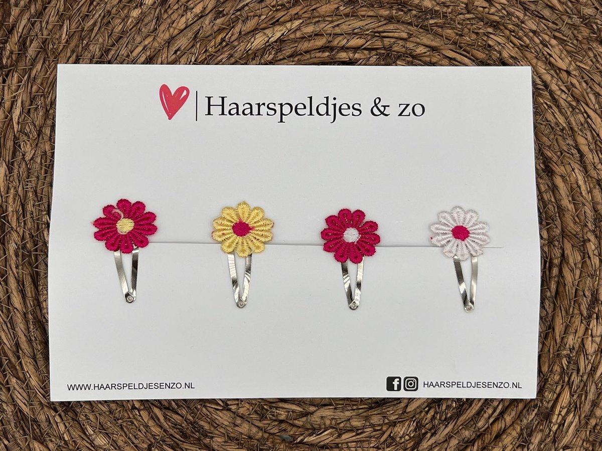 Haarspeldje flower setje 2 - bloemen - voorjaar - zomer - 4 cm speldjes