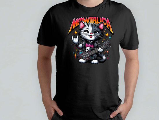 Meowtallica Funny Cat T-Shirt - Rock Musik Mit Süßen Kätzchen Design