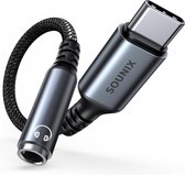 Sounix USB C Aux - USB-C naar 3.5mm TRRS Hoofdtelefoon Jack Adapter - 16Bit - 48Khz - USB C Jack - Audio Jack Kabel - Zwart