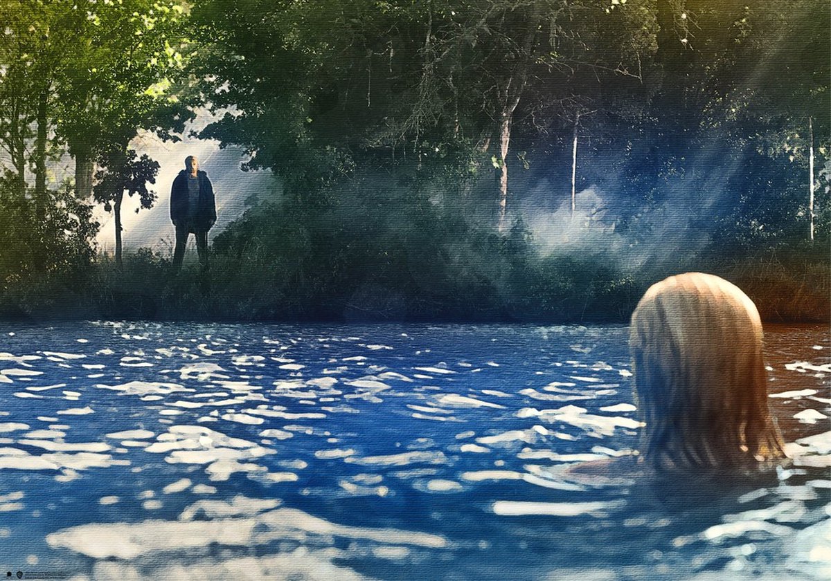 Friday The 13th - Jason By The Lake Painting Poster - L - Multicolours