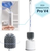 Pro V4 - Siliconen toiletborstel met houder - Wc borstel - Sneldrogend - hygiënisch - Antibacterieel - vrijstaande toiletborstel - wit