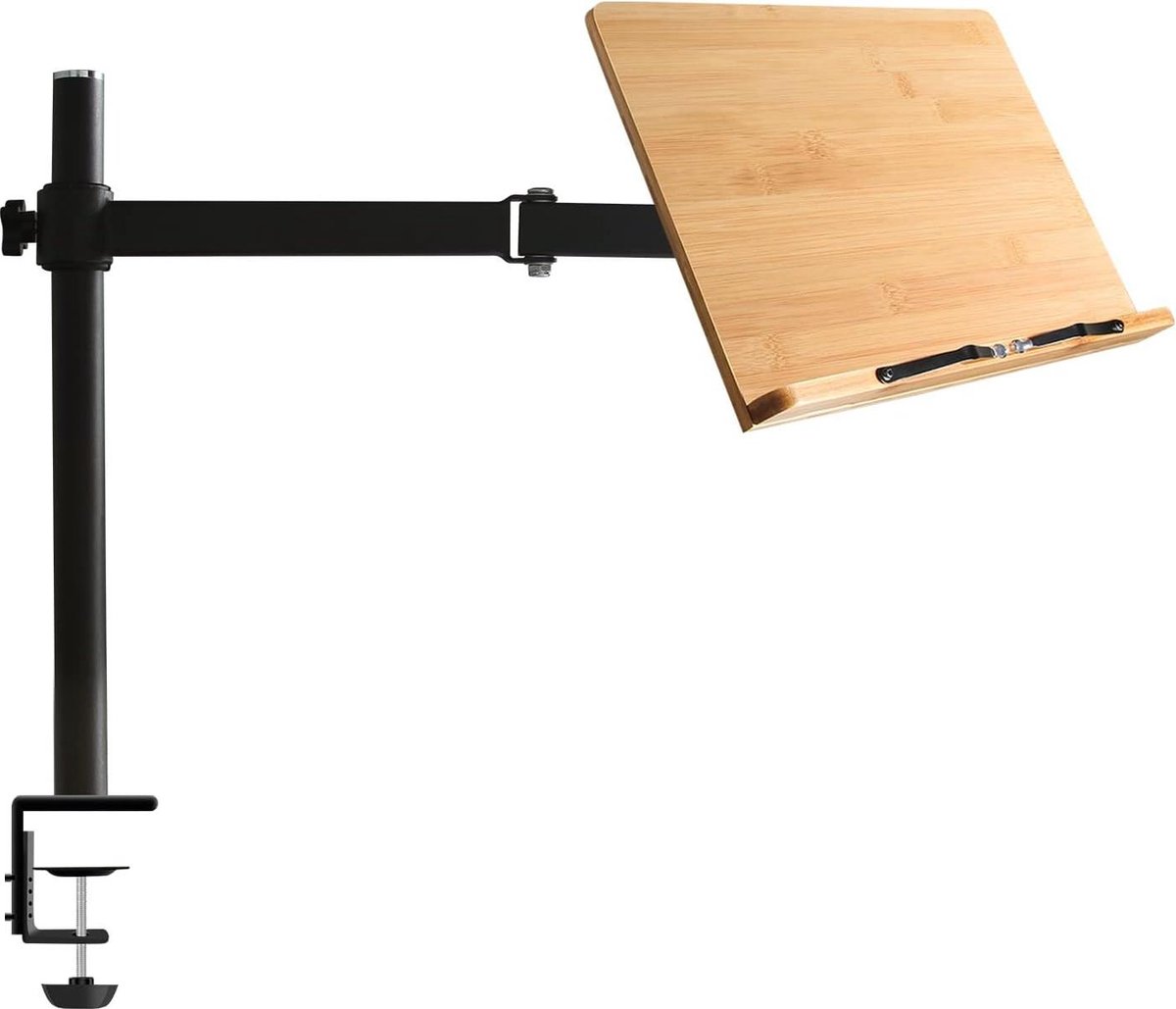 In hoogte verstelbare Bamboe Boekenstandaard met klem Desktop Leeshouder met Paginaclips 11 x 81 cm book stand