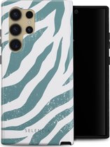 Selencia Hoesje Geschikt voor Samsung Galaxy S24 Ultra Hoesje - Selencia Vivid Backcover - Colorful Zebra Pine Blue