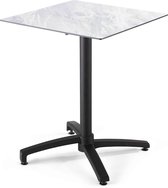 Oviala - Vierkante tuintafel (60x60 cm) met kantelbaar marmeren blad - Opéra