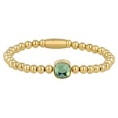 *Bedelarmband met groene krisstalglazen bedel - Mooie goudkleurige dames armband met groene bedel - Met luxe cadeauverpakking