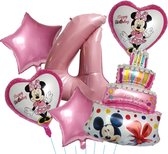 Minnie Mouse Ballonnen Set - Leeftijd: 4 Jaar - Roze Ballonnen - Kinderverjaardag - Feestversiering - Verjaardag Versiering - Mickey & Minnie Mouse - Disney Kinderfeestje - Feestpakket - Roze Verjaardag Ballonnen - MinnieMouse Ballonnen - Roze Ballon
