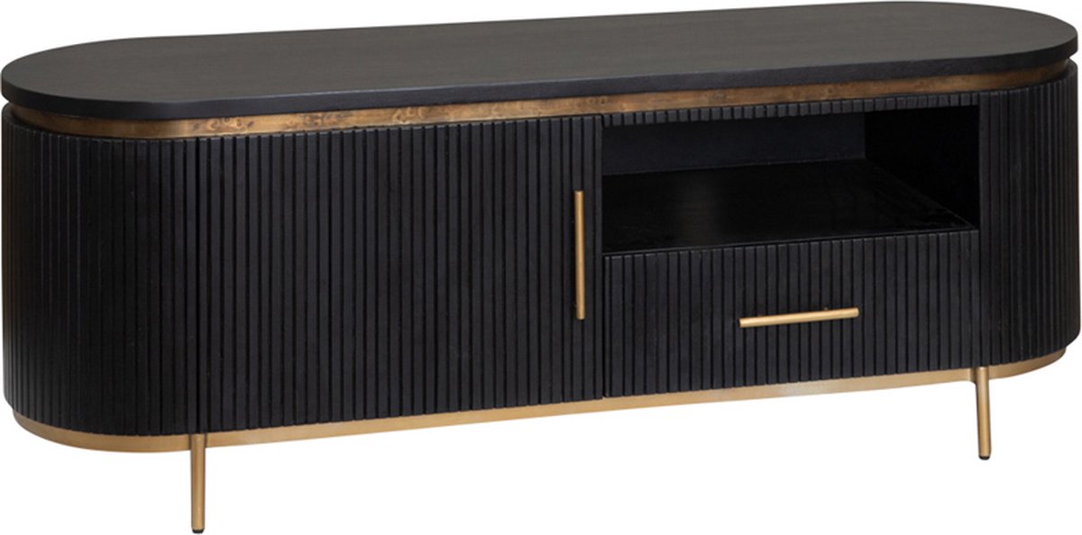 Tower Living Tv meubel Rivello 150 cm – Zwart & Brass
