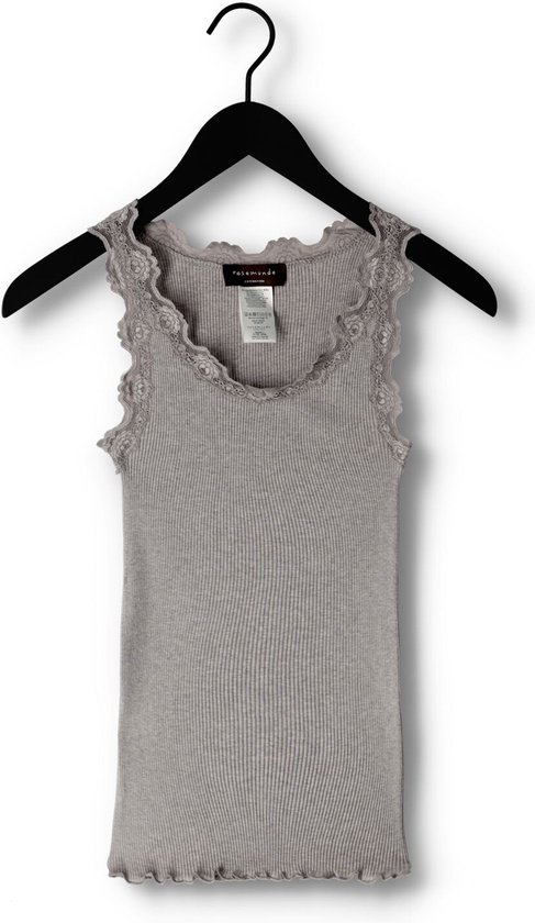 Rosemunde Silk Top W/ Lace Tops & T-shirts Dames - Shirt - Lichtgrijs - Maat XL