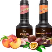 Limonade | Bubble Tea Syrup | Smoothie Basis | Cocktail Syrup | Dessert Syrup | JENI Peach Syrup - 600g x 1 + Passionfruit Syrup - 600g x 1
