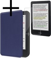 Hoes Geschikt voor Kobo Clara Colour Hoesje Bookcase Cover Book Case Hoes Sleepcover Met Screenprotector - Donkerblauw