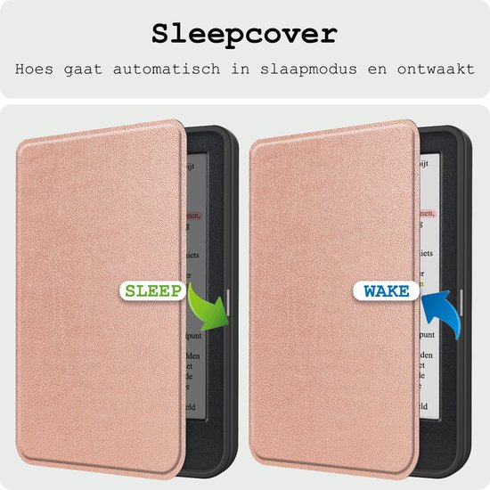 Hoes Geschikt voor Kobo Clara Colour Hoesje Bookcase Cover Hoes Met Screenprotector - Hoesje Geschikt voor Kobo Clara Colour Hoes Cover Case - Rosé Goud van Cardew — afbeelding 3