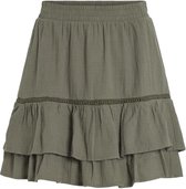 Vila Rok Vitovan Flounce Short Skirt 14093836 Dusty Olive Dames Maat - W40