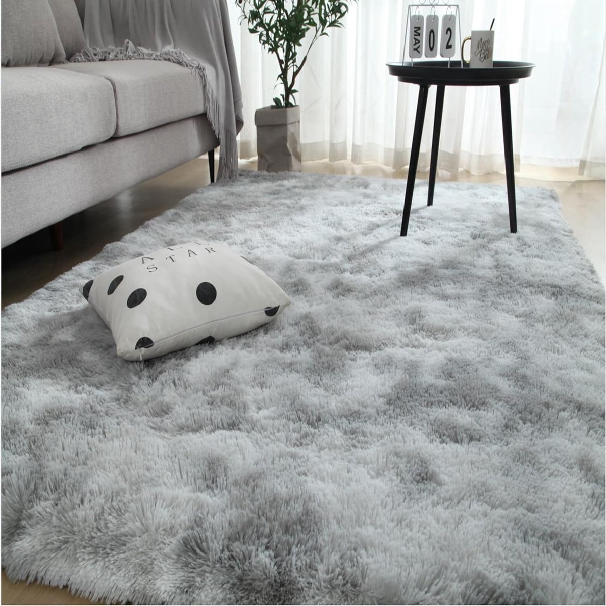 VOFUSHON Hoogpolig woonkamertapijt, shaggy halloper, modern, wollig, zacht, groot vloerkleed, woonkamerdecoratie, slaapkamer, kinderkamer (80 x 150 cm, puur wit