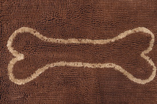 Bruine mat met een beige botvormig patroon.