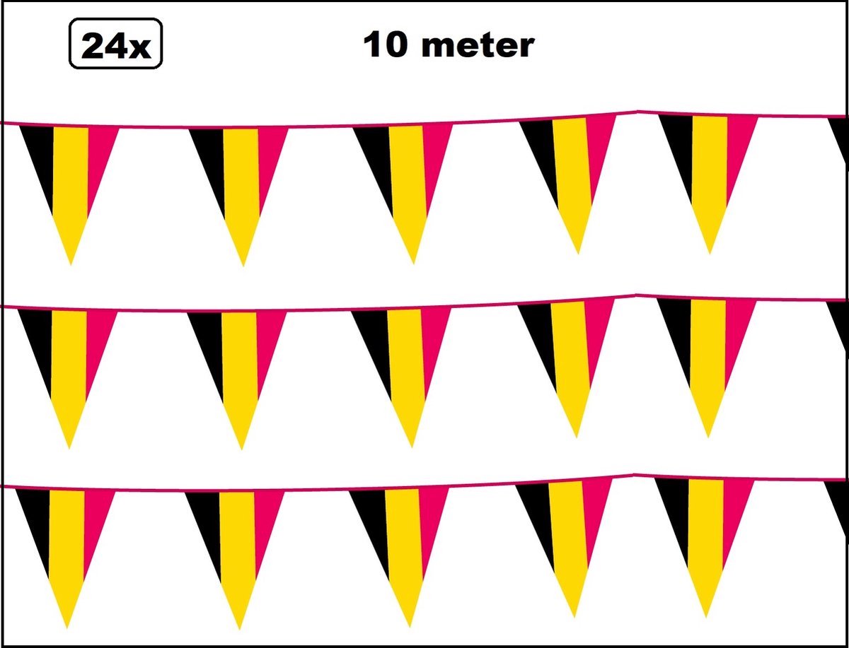 24x Vlaggenlijn Belgie 10 meter 3kleur - GS1 8720823896773 - België national EK WK voetbal hockey sport festival thema feest