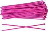 Kortpack - Roze tyraps/kabelbinders - 100mm x 2.5mm - 1000 stuks per verpakking - Treksterkte : 8.1kg - Bundeldiameter : 22mm - (099.0413)