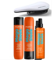 Matrix - Mega Sleek - Shampoo + Conditioner + Iron Smoother Spray + KG Ontwarborstel - Anti Frizz - Anti Pluis - 300 + 250ml
