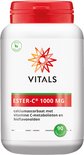 Witte pot met rode dop, Vitals Ester-C 1000 mg. 90 tabletten. 100% vegan.