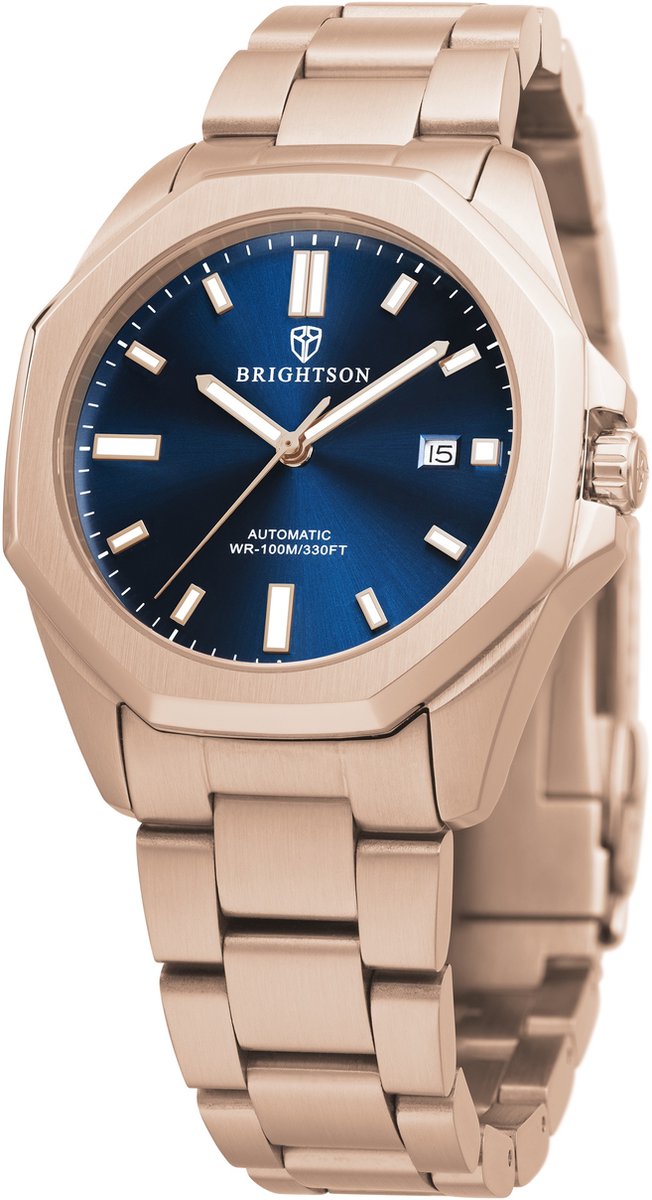 Horloge Heren Automatisch - Heren horloge - Polshorloge - Horloges voor mannen - Waterdicht - Saffierglas - 316L roestvrijstaal - Rose-Blauw
