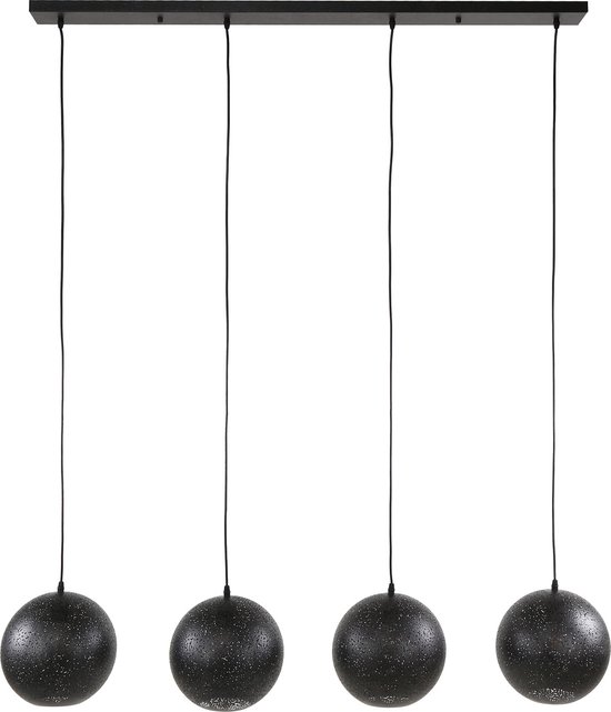 Industriële hanglamp Artic zwart | 4 lichts | Ø 25 cm | 135x25x150 cm | eettafel / woonkamer | zwart metaal | modern ontwerp