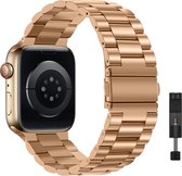 Innerlight® Metal - Rose Goud - 42/44/45/49mm - Metalen bandje geschikt voor Apple Watch - Stainless Steel Watch Band - Geschikt als Apple watch bandje voor Series 1/2/3/4/5/6/SE/7/8/9/Ultra